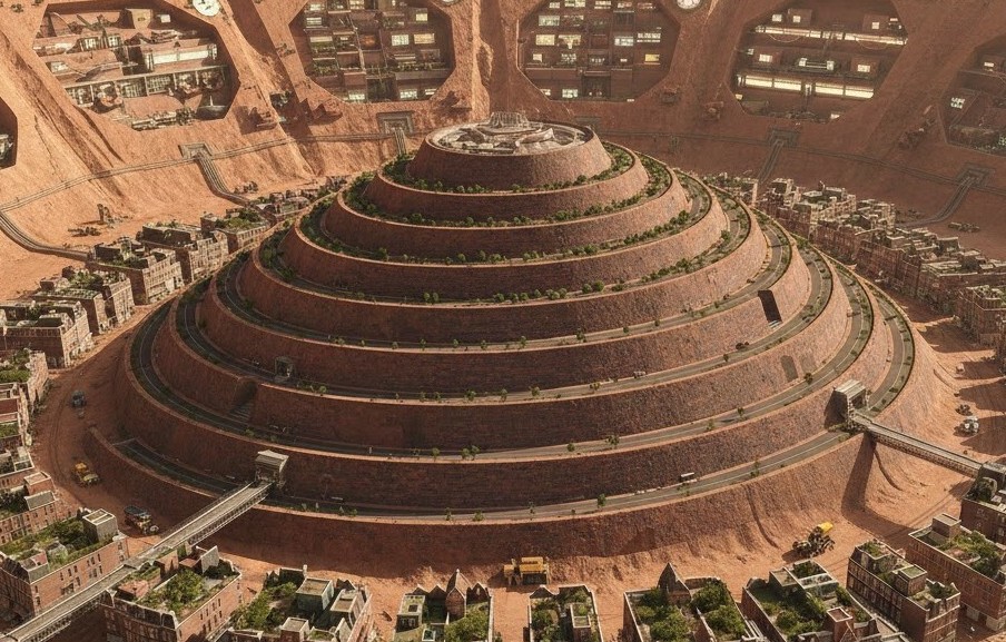 Cropped Image of Calliban's Dome in a Crater